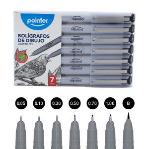 Boligrafos de dibujo SET X 7 piezas POINTE