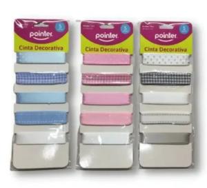 Cinta decorativa POINTER tipo BEBE 5 colores 1.5 cm x 1 mt