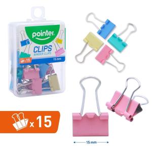 Clips POINTER colores 15 mm 15 unidades