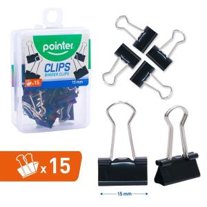 Clips POINTER negro 15mm x 15 unidades