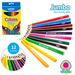 Lapices Jumbo De Colores Pointer Triangular X 12 Largos