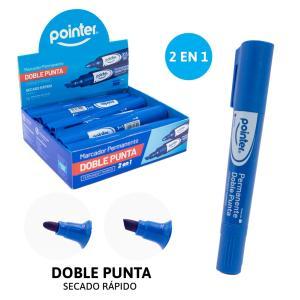 Marcador Permanente 2x1 punta biselada Azul