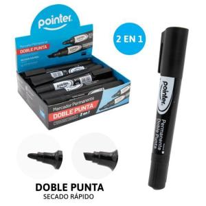 Marcador Permanente 2x1 punta biselada Negro