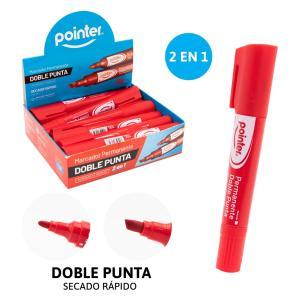 Marcador Permanente 2x1 punta biselada Rojo