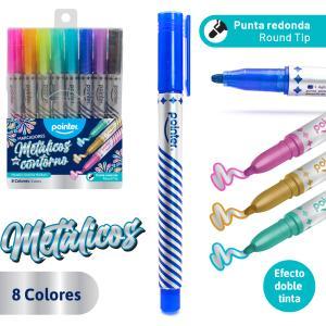 Marcadores metalicos con contorno POINTER X 8