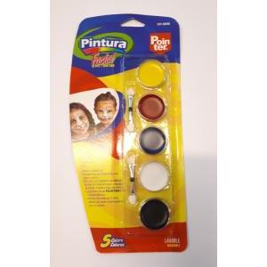 Pintura Para Cara 5 Colores Con 2 Pinceles