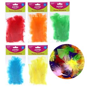 Plumas decorativas POINTER 1 solo color X 12 unidades