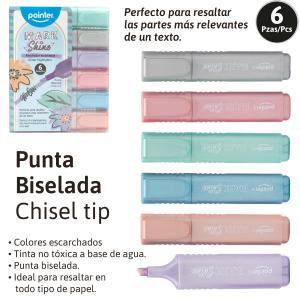 Resaltador con GLITTER POINTER ( pack x 6 )