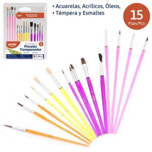 Set De Pinceles Transparentes X 15 Unidades