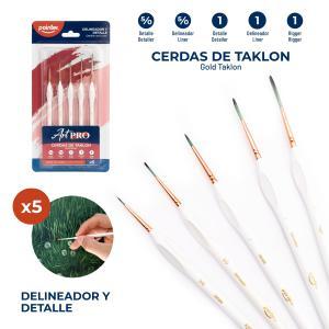 Set de pinceles x 5 TAKLON delineador y detalles